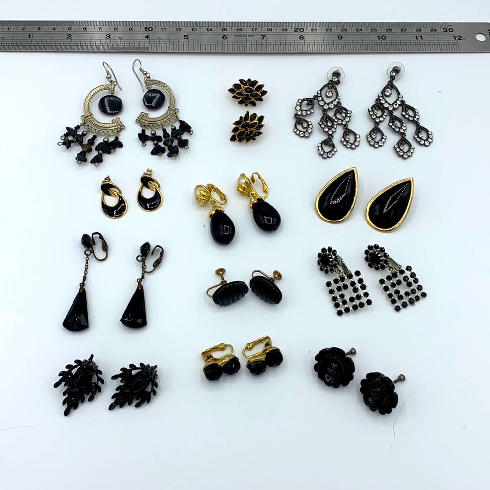 Vintage Bundle of Black Earrings